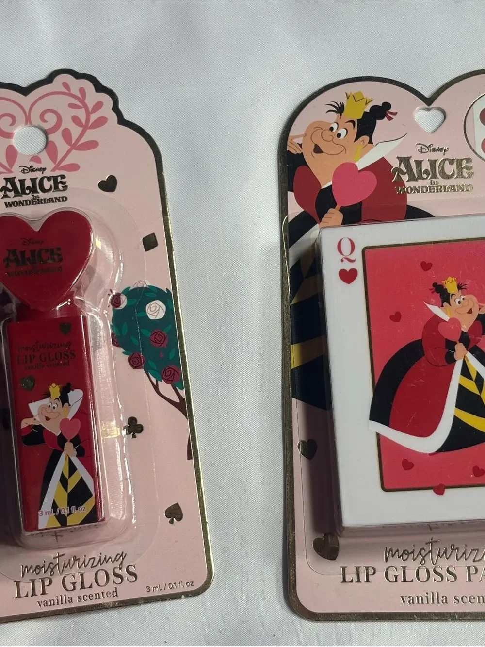 9 New Disney Alice in Wonderland Lip Gloss & Balm Set Bundle Pink